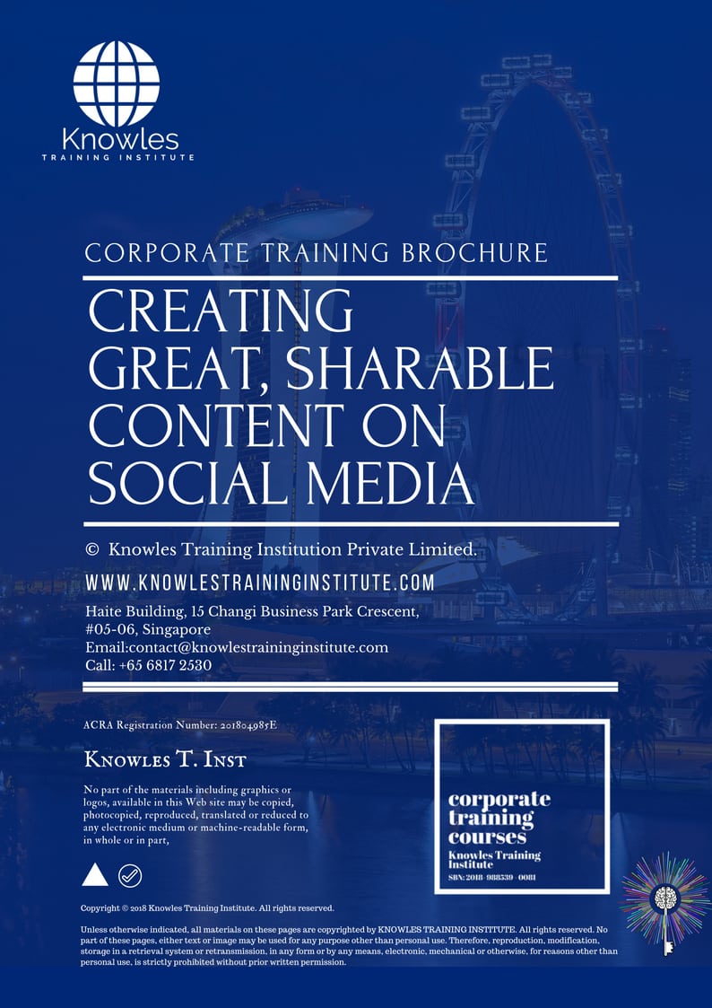 Course Brochure For Creating Great, Sharable Content On Social Media