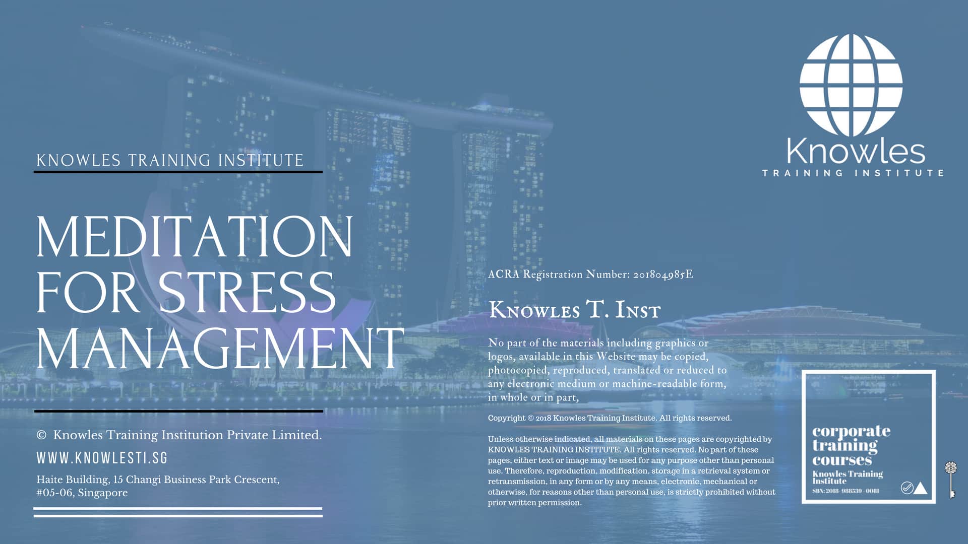Meditation For Stress Management Course in Singapore