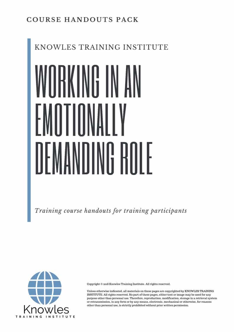 Working In An Emotionally Demanding Role Course Handouts