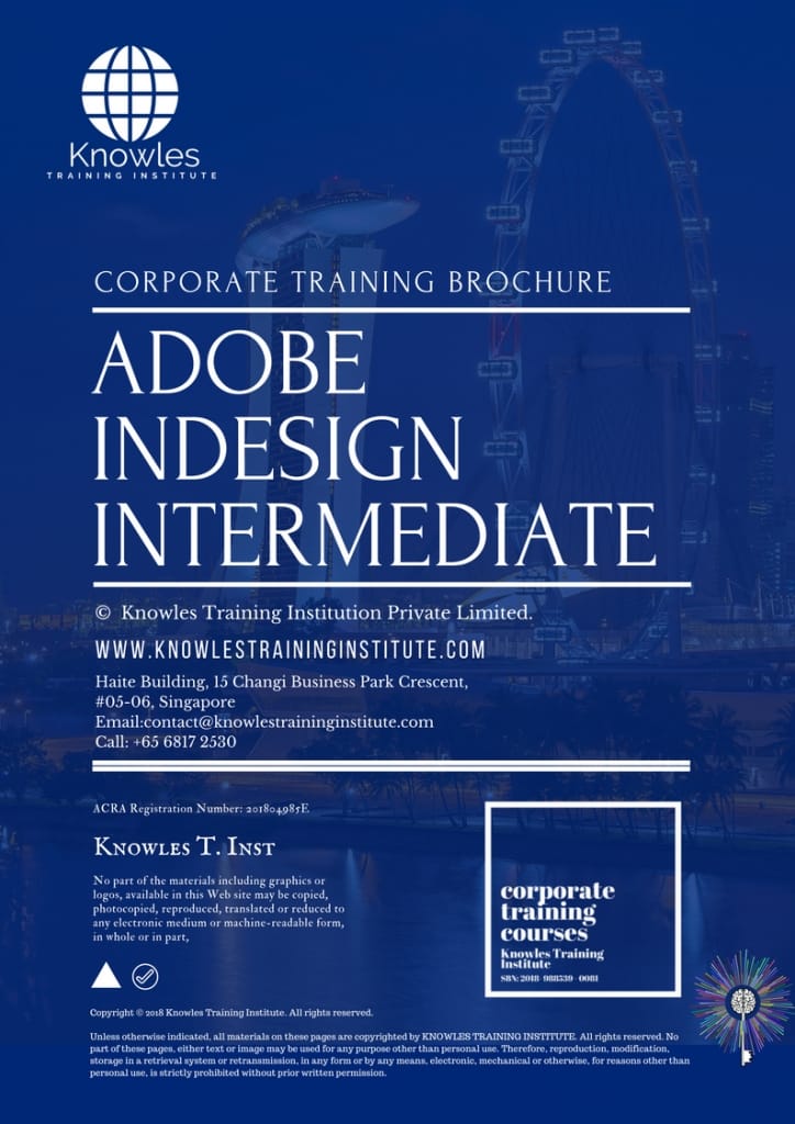Adobe Indesign Intermediate Training Course Brochure