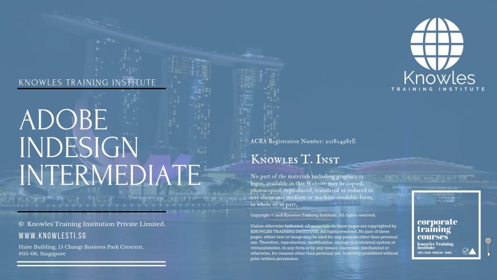 Adobe Indesign Intermediate Training Course in Singapore