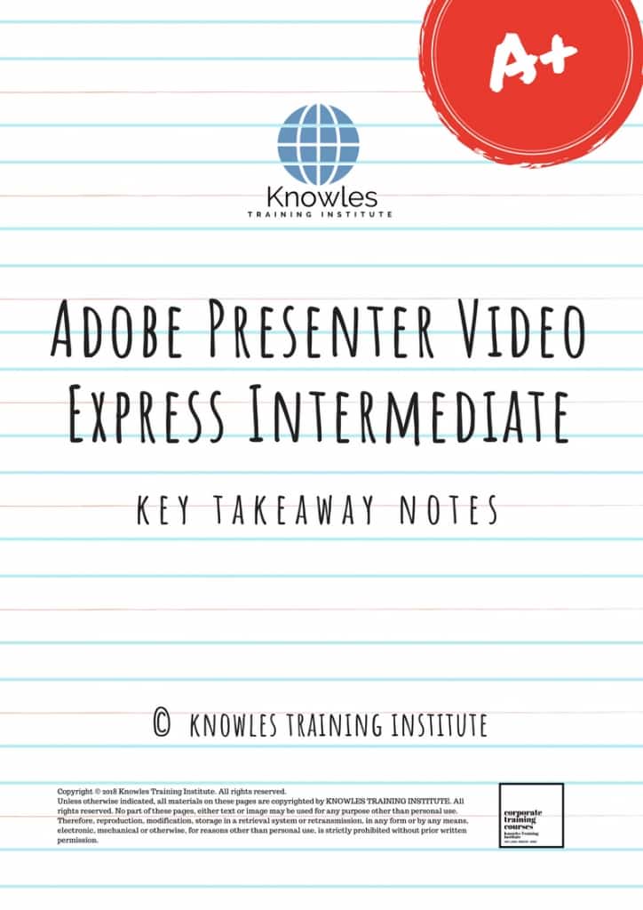Adobe Presenter Video Express Intermediate Training Course Key Takeaways Notes