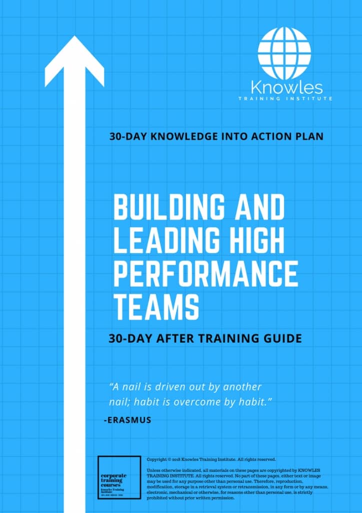 Building And Leading High Performance Teams 30 Day After Training Guide