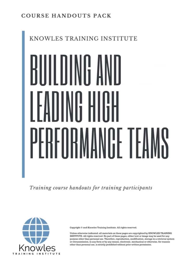 Building And Leading High Performance Teams Course Handouts
