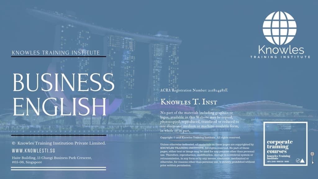 Business English Training Course In Singapore - Knowles Training Institute