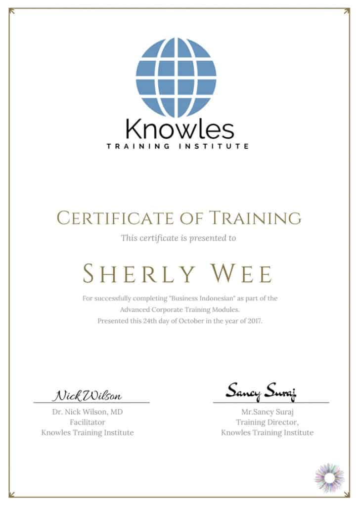 Business Indonesian Training Certification