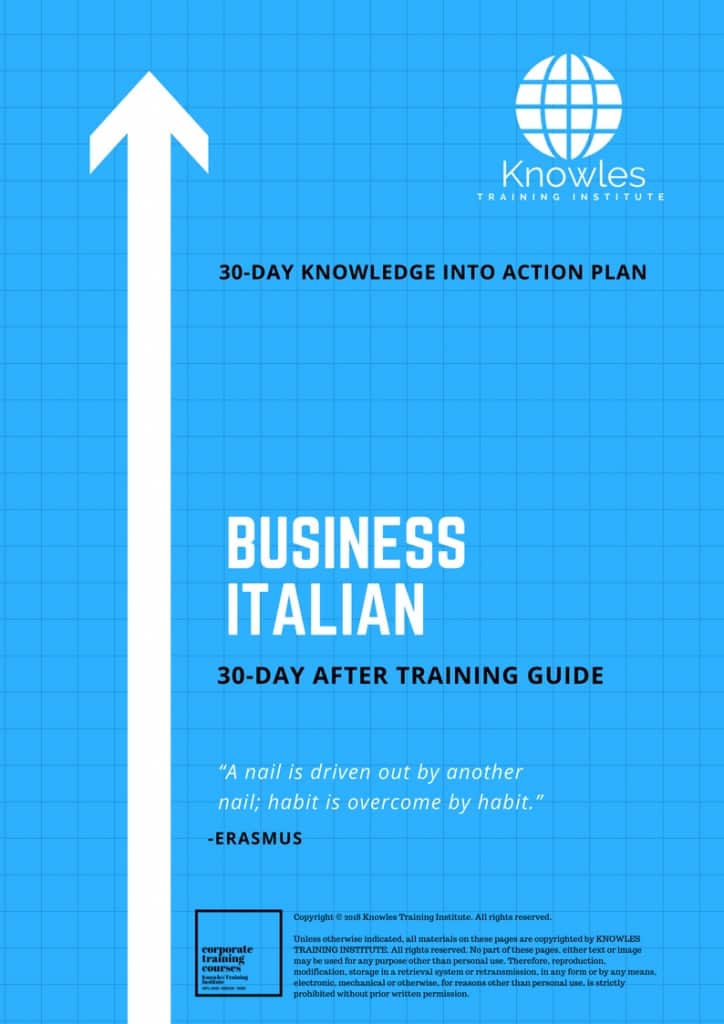 Business Italian 30 Day After Training Guide