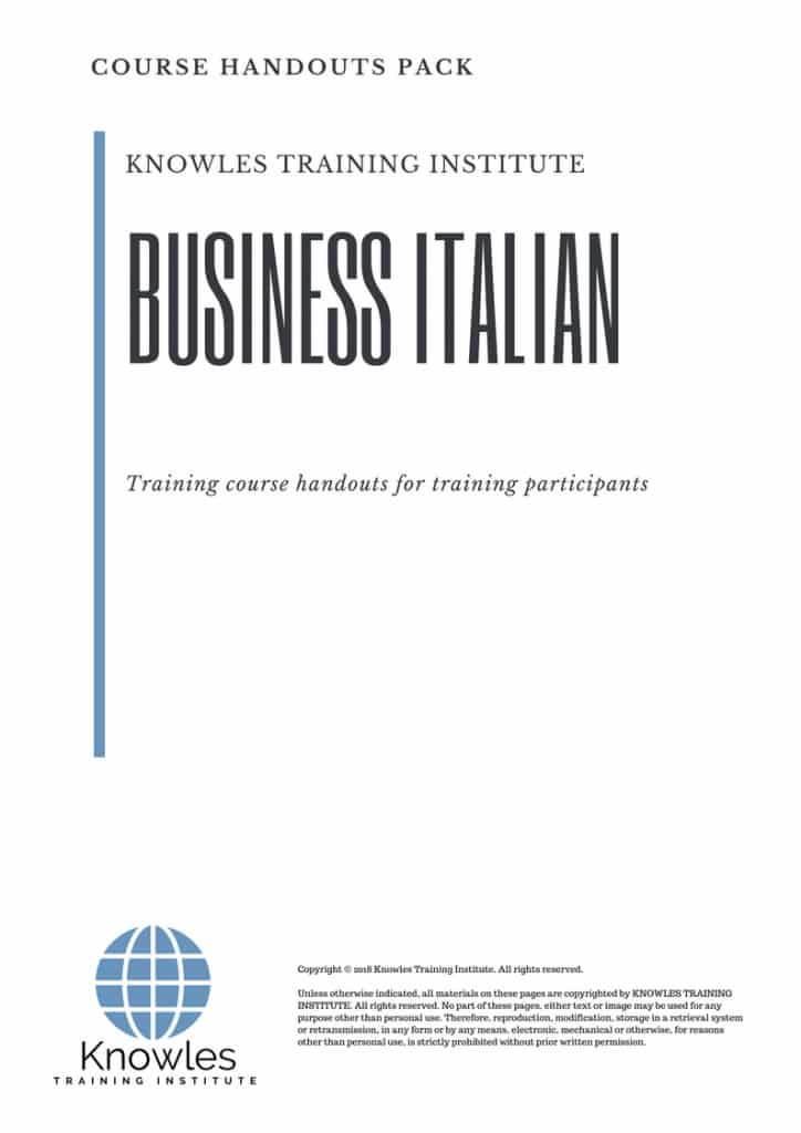 Business Italian Training Course In Singapore Knowles Training Institute