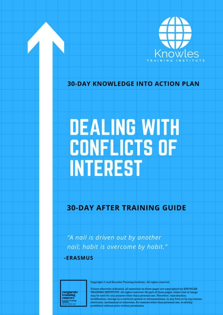 Dealing With Conflicts Of Interest 30 Day After Training Guide