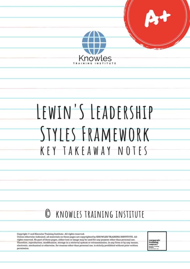 Lewin’s Leadership Styles Framework Training Course Key Takeaways Notes