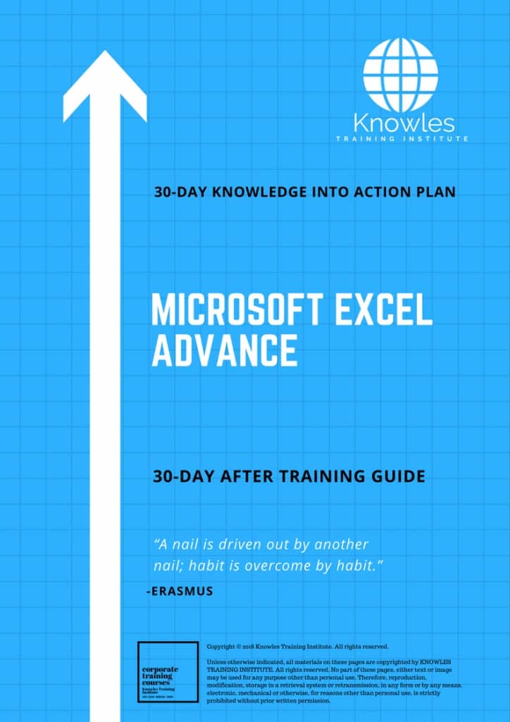 Microsoft Excel Advance 30 Day After Training Guide