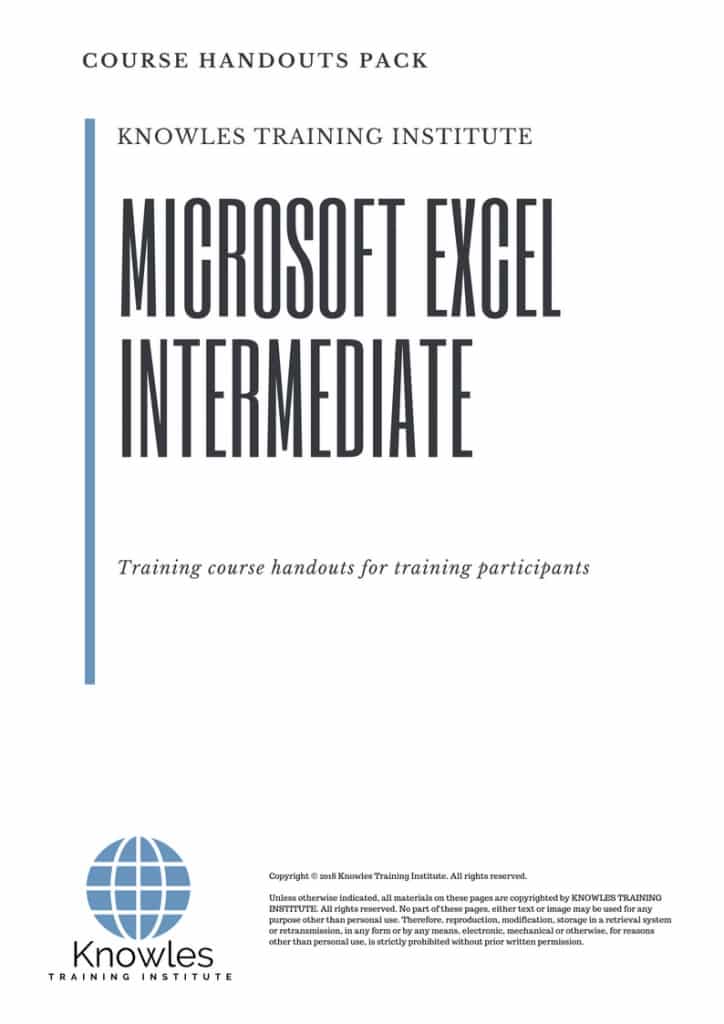 Microsoft Excel Intermediate Course Handouts