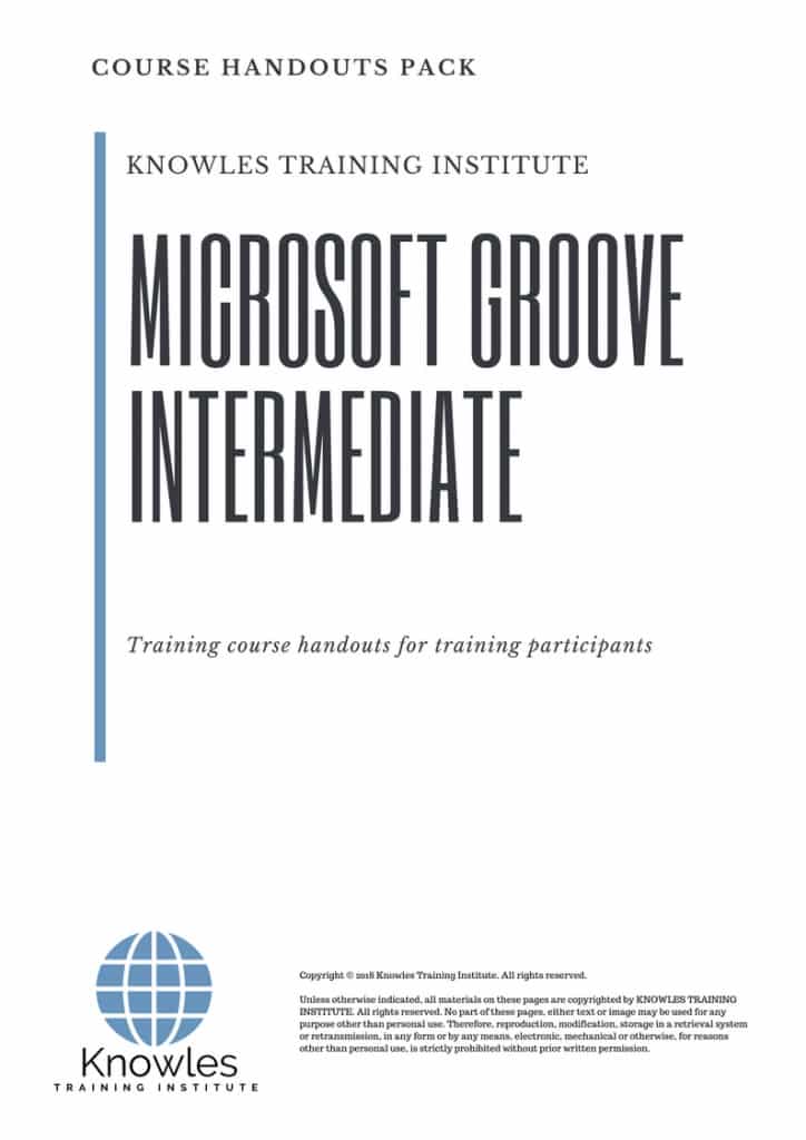 Microsoft Groove Intermediate Course Handouts