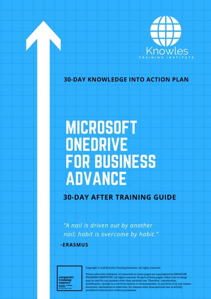 Microsoft Onedrive For Business Advance 30 Day After Training Guide