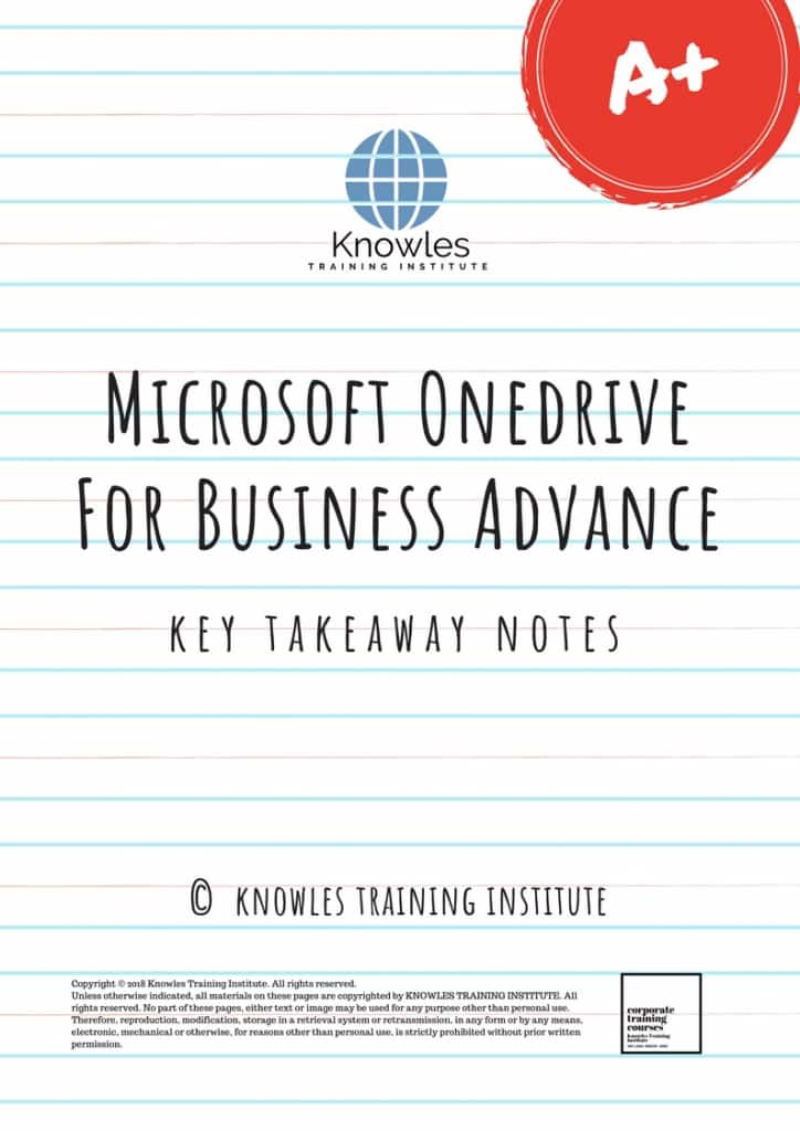 Microsoft Onedrive For Business Advance Training Course Key Takeaways Notes