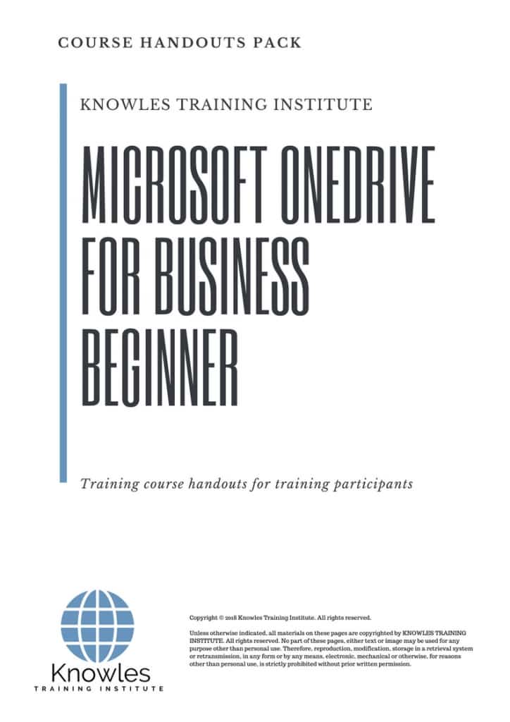 Microsoft Onedrive For Business Beginner Course Handouts