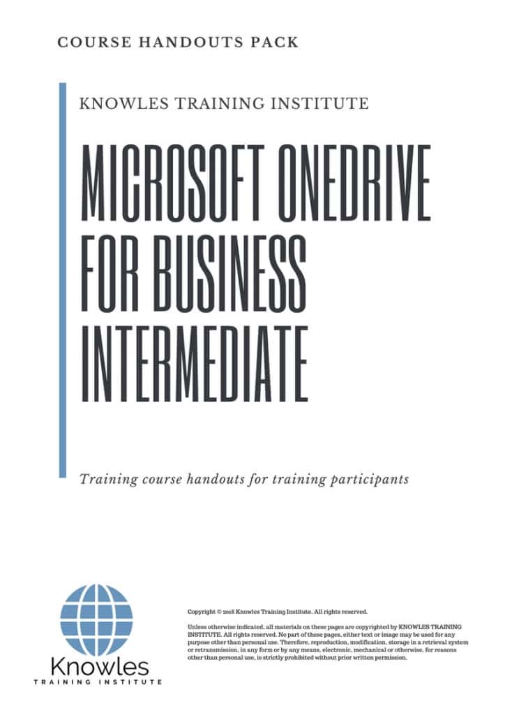 Microsoft Onedrive For Business Intermediate Course Handouts