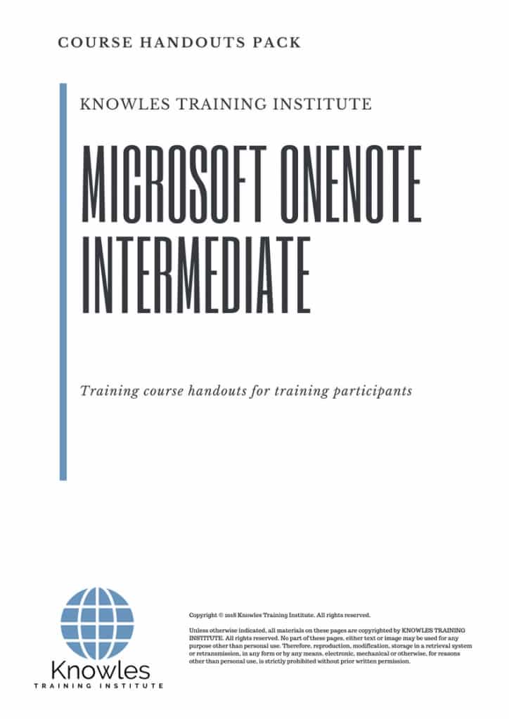 Microsoft Onenote Intermediate Course Handouts