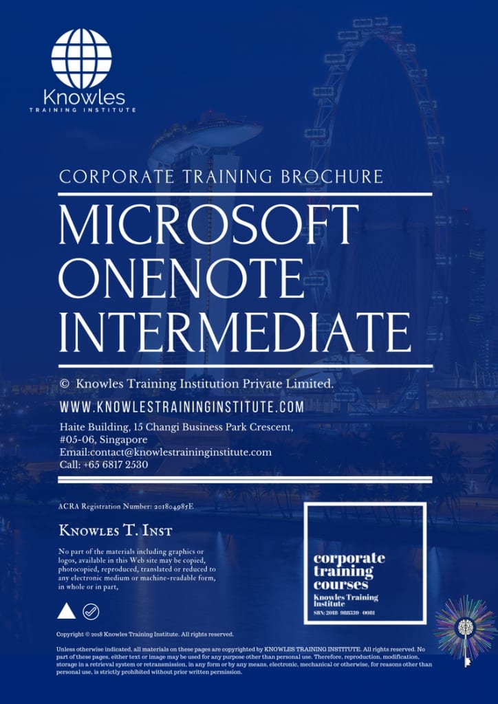 Microsoft Onenote Intermediate Training Course Brochure