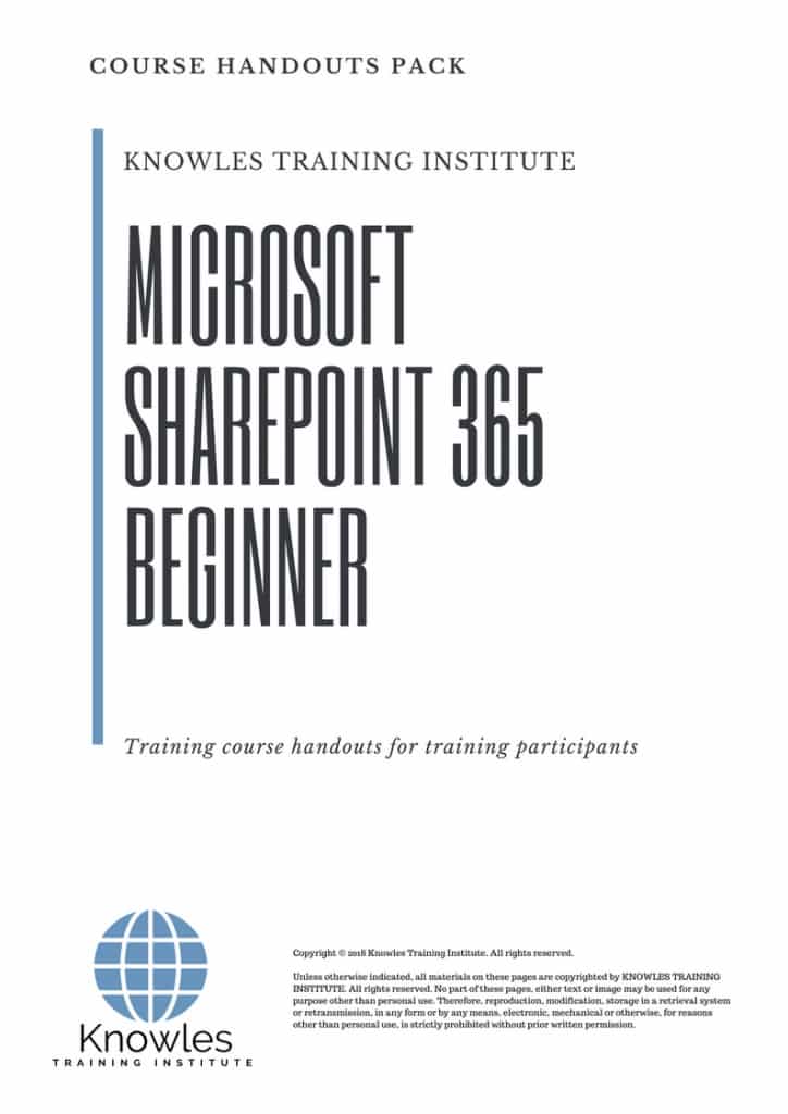 Microsoft Sharepoint 365 Beginner Course Handouts