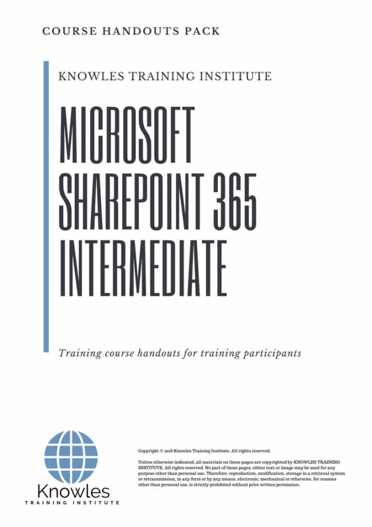 Microsoft Sharepoint 365 Intermediate Course Handouts