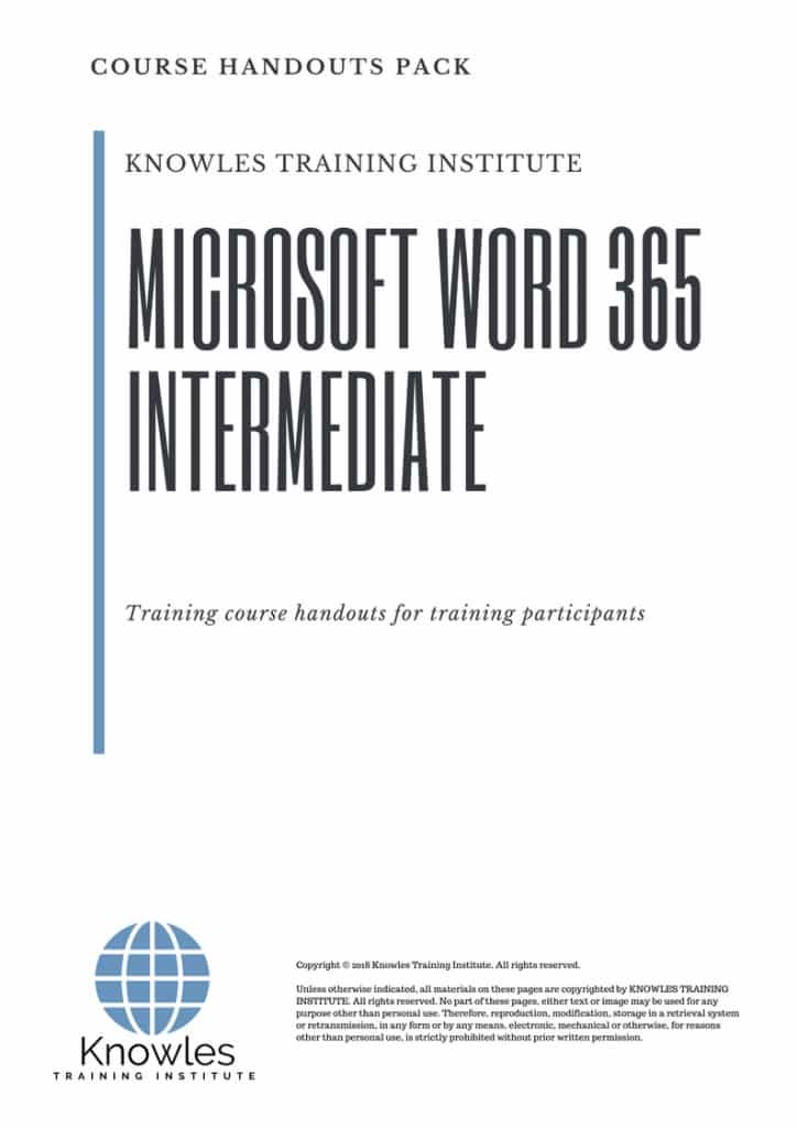 Microsoft Word 365 Intermediate Course Handouts