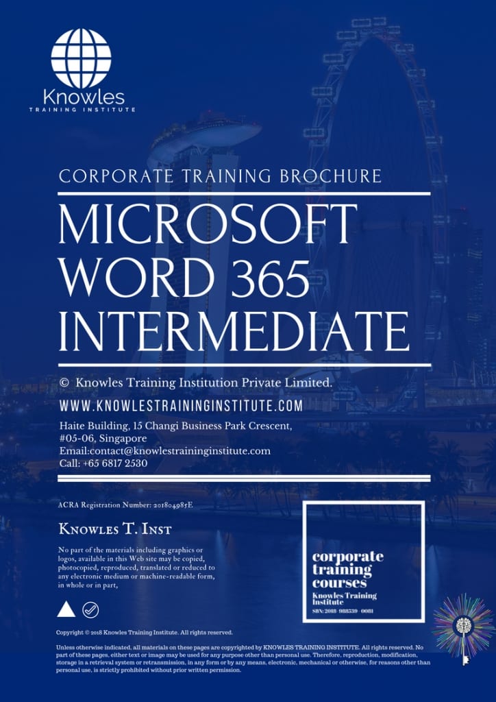 Microsoft Word 365 Intermediate Training Course Brochure