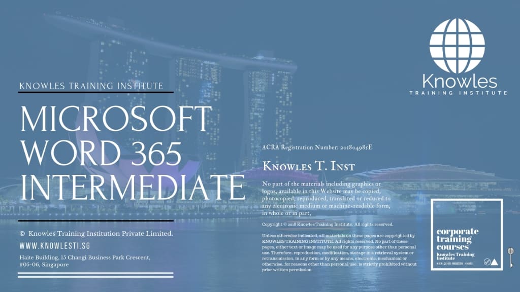 Microsoft Word 365 Intermediate Training Course in Singapore