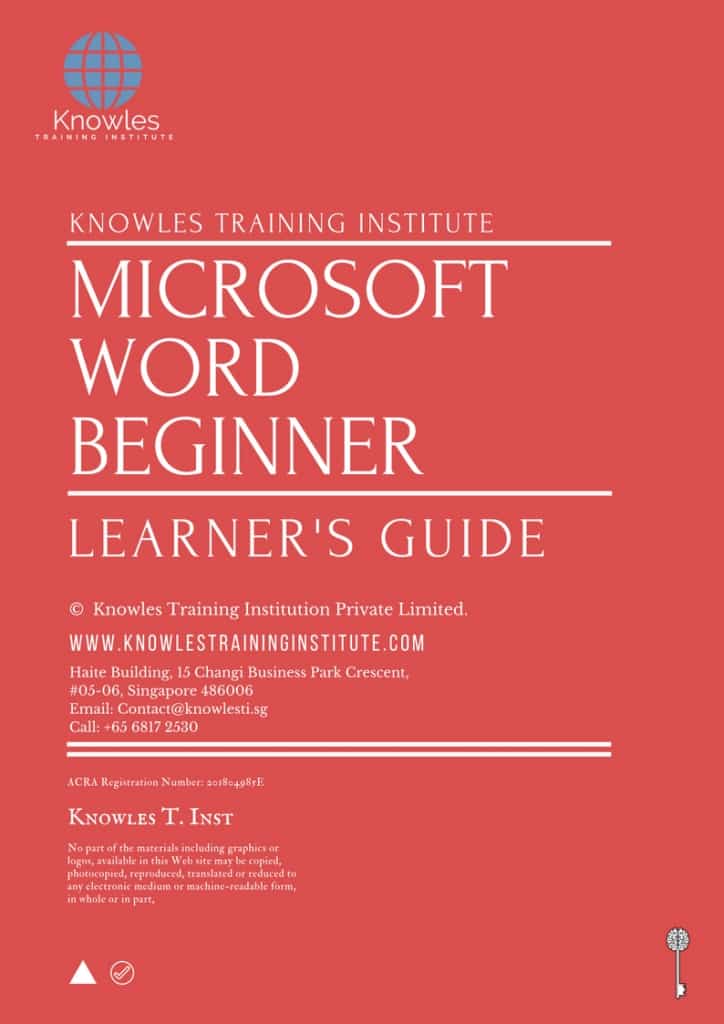 Microsoft Word Beginner Training Course Learner’s Guide