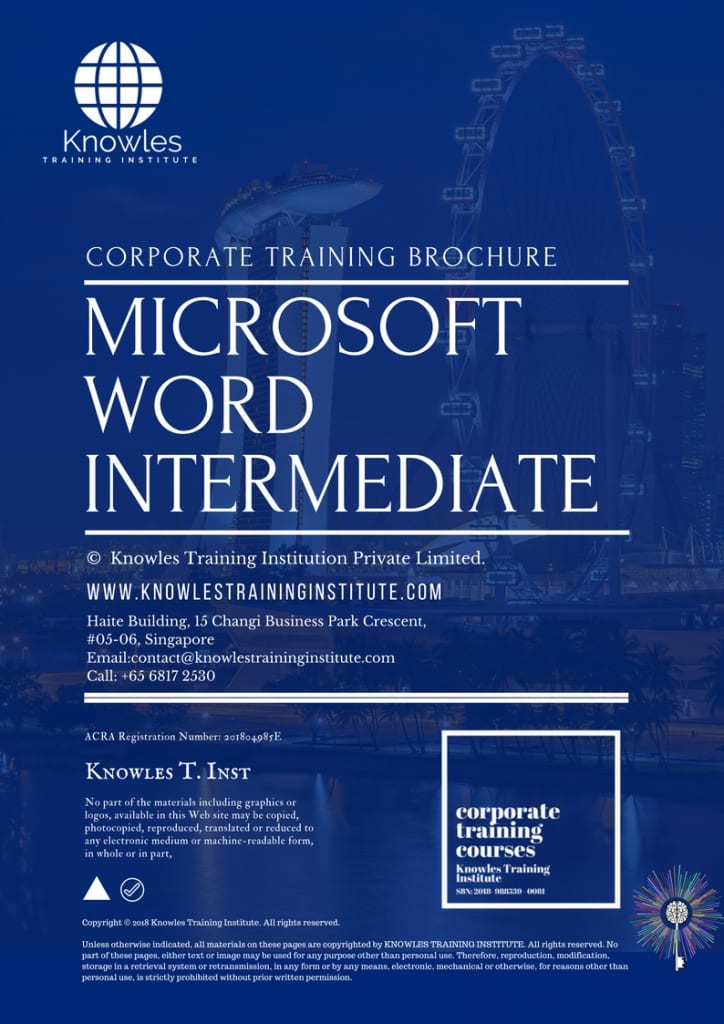 Microsoft Word Intermediate Training Course Brochure