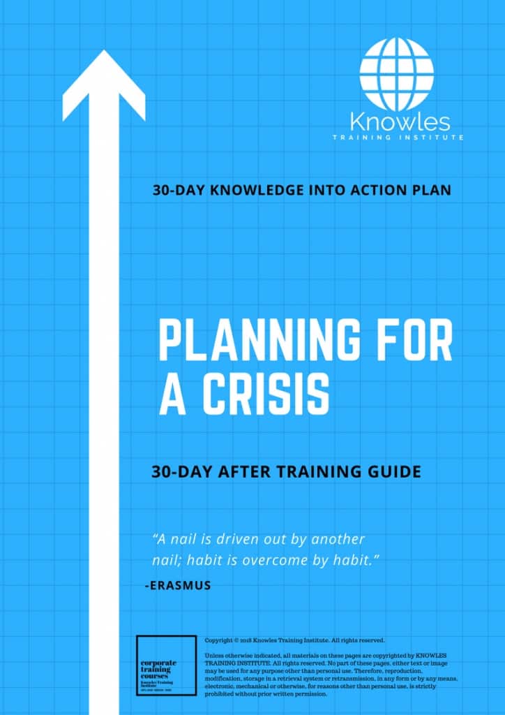 Planning For A Crisis 30 Day After Training Guide