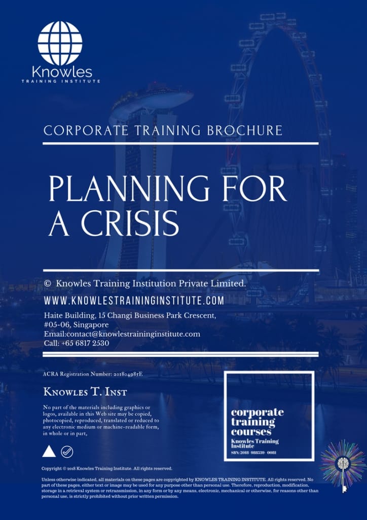 Planning For A Crisis Training Course Brochure