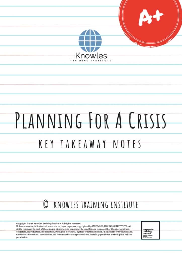 Planning For A Crisis Training Course Key Takeaways Notes