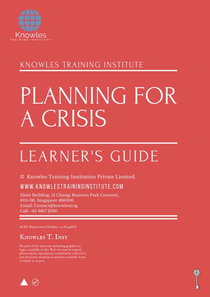 Planning For A Crisis Training Course Learner’s Guide