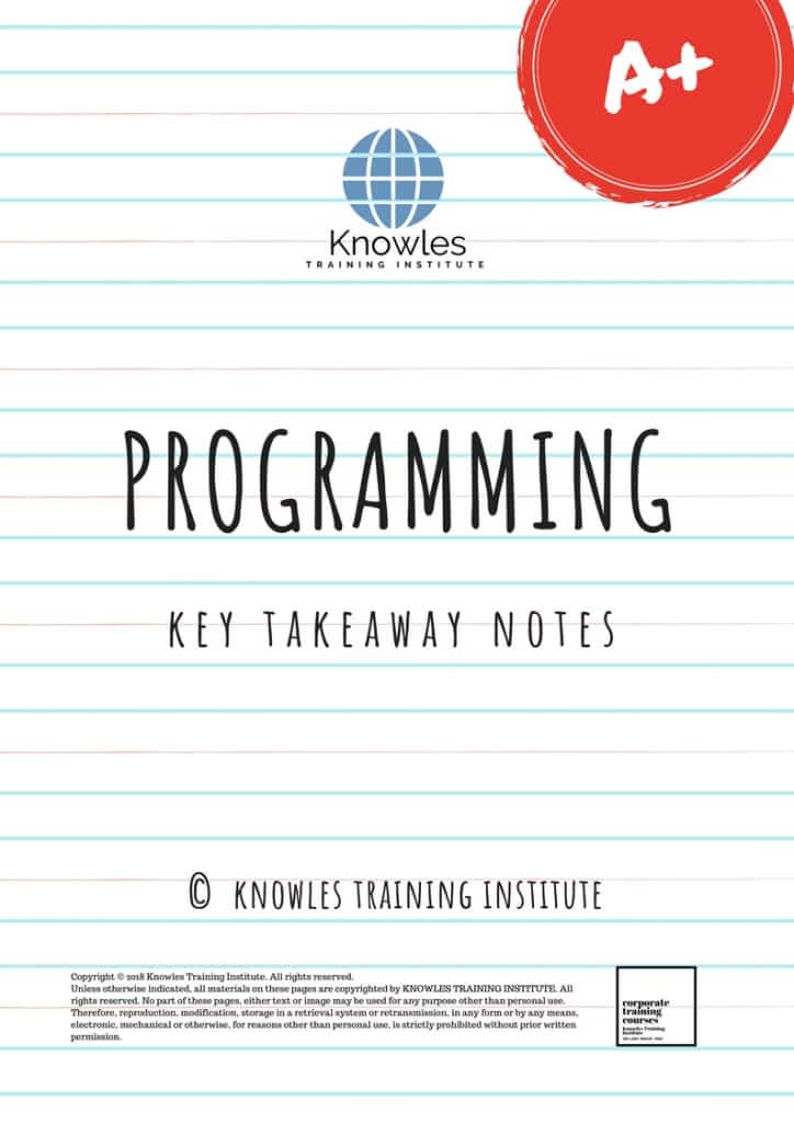 Programming Training Course Key Takeaways Notes