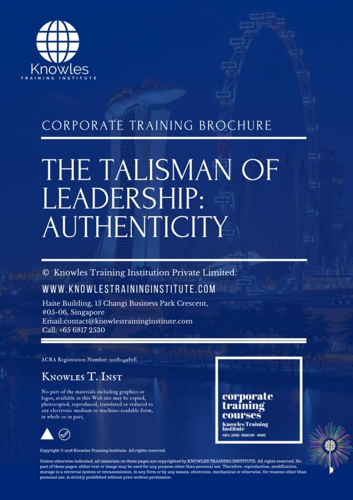 The Talisman Of Leadership Authenticity Training Course Brochure