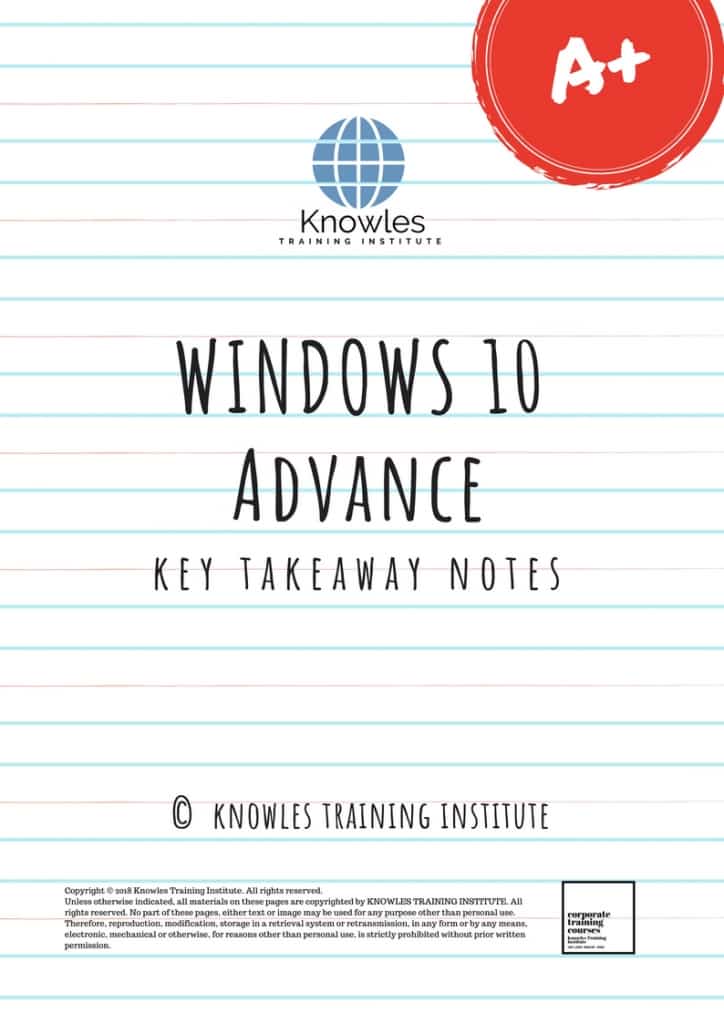 Windows 10 Advance Training Course Key Takeaways Notes