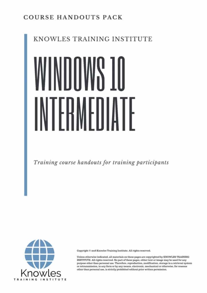 Windows 10 Intermediate Course Handouts