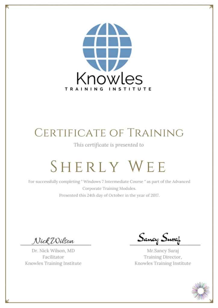 Windows 7 Intermediate Training Certification