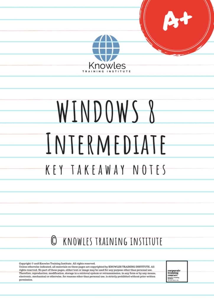 Windows 8 Intermediate Training Course Key Takeaways Notes