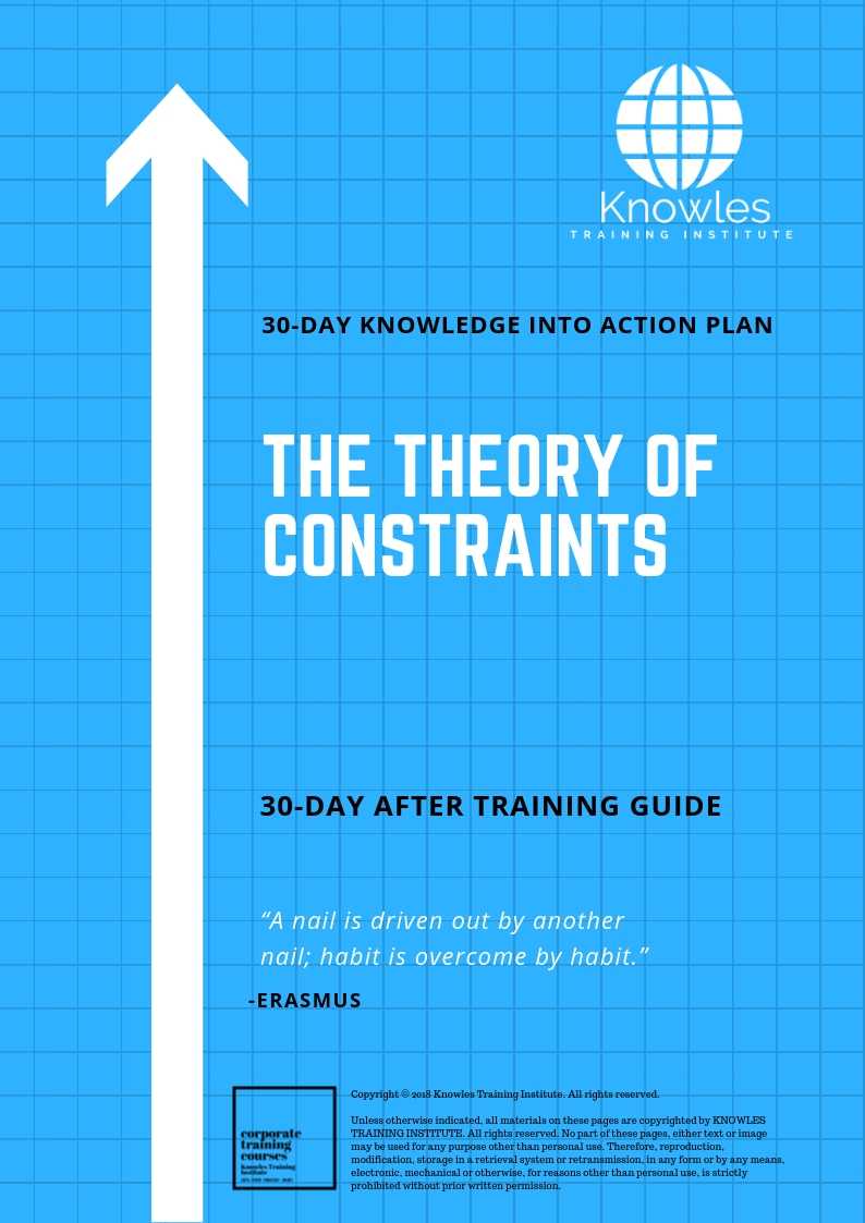 The Theory of Constraints 30 day action plan The Theory of Constraints 30 day action plan