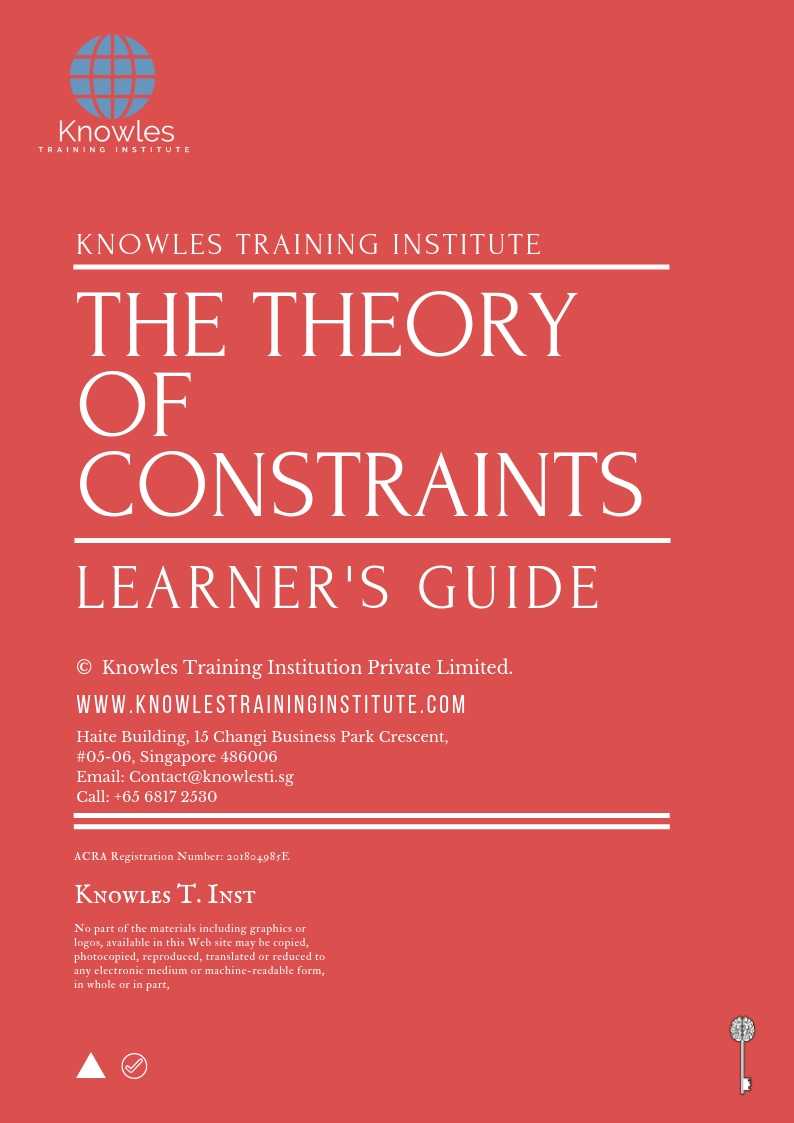 The Theory of Constraints Learner’s Guide The Theory of Constraints Learner's Guide