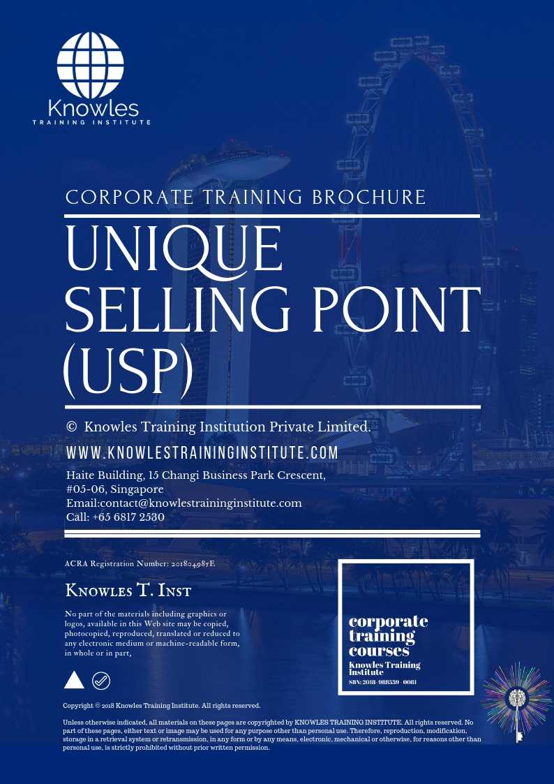 Unique Selling Point (Usp) Analysis Course Brochure