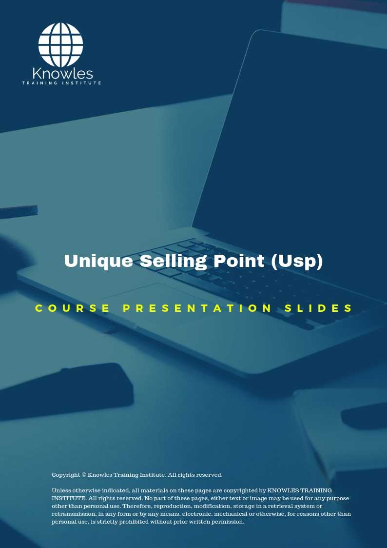 Unique Selling Point (Usp) Analysis PPT Slides Used During Course
