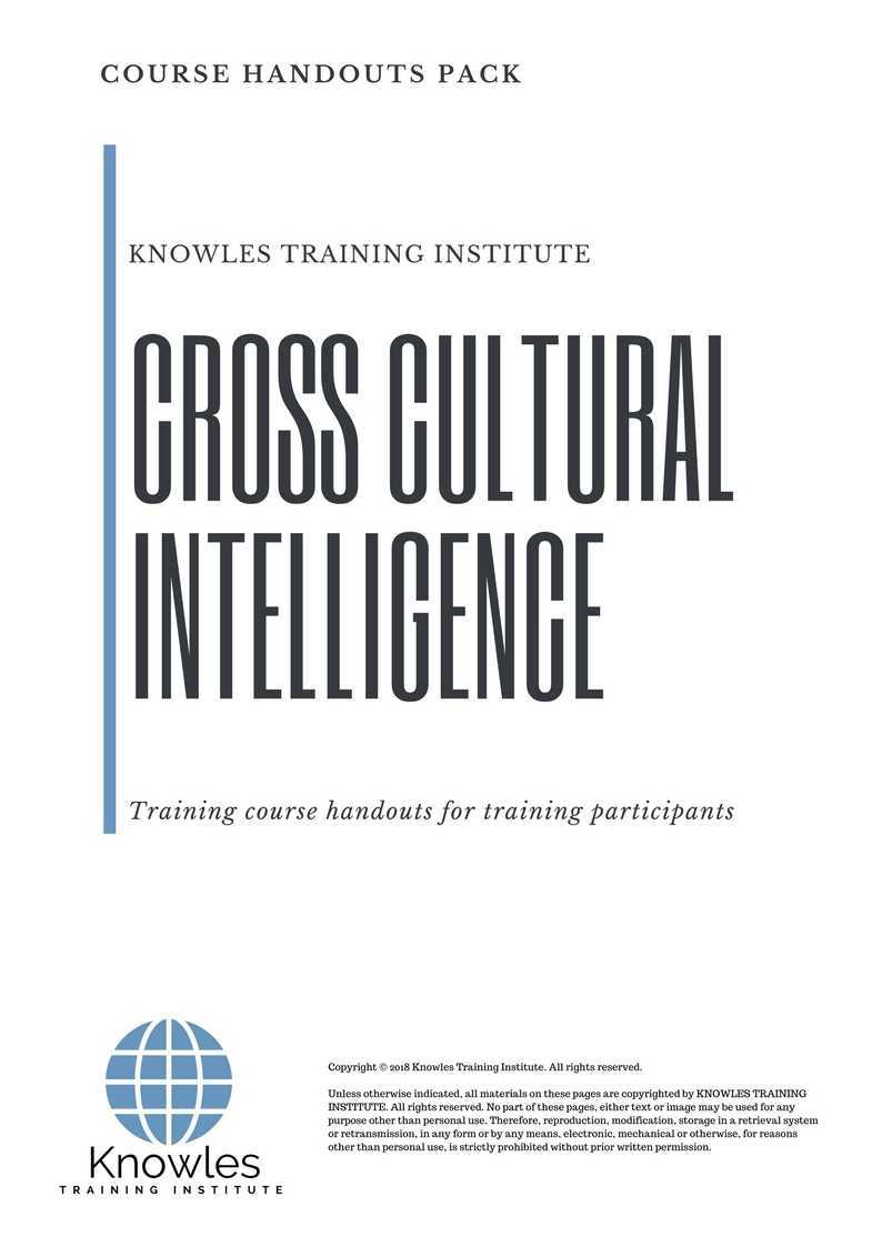 Cross Cultural Intelligence Training Course Handouts