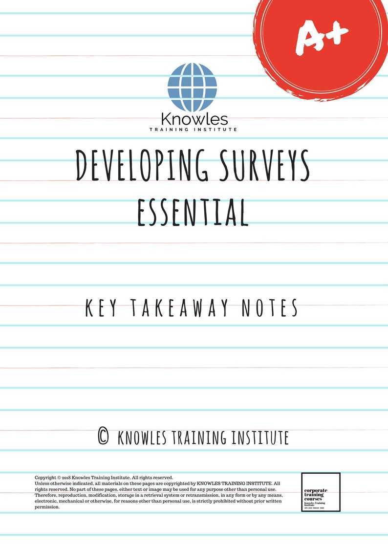 Developing Surveys Training Course Key Takeaway Notes
