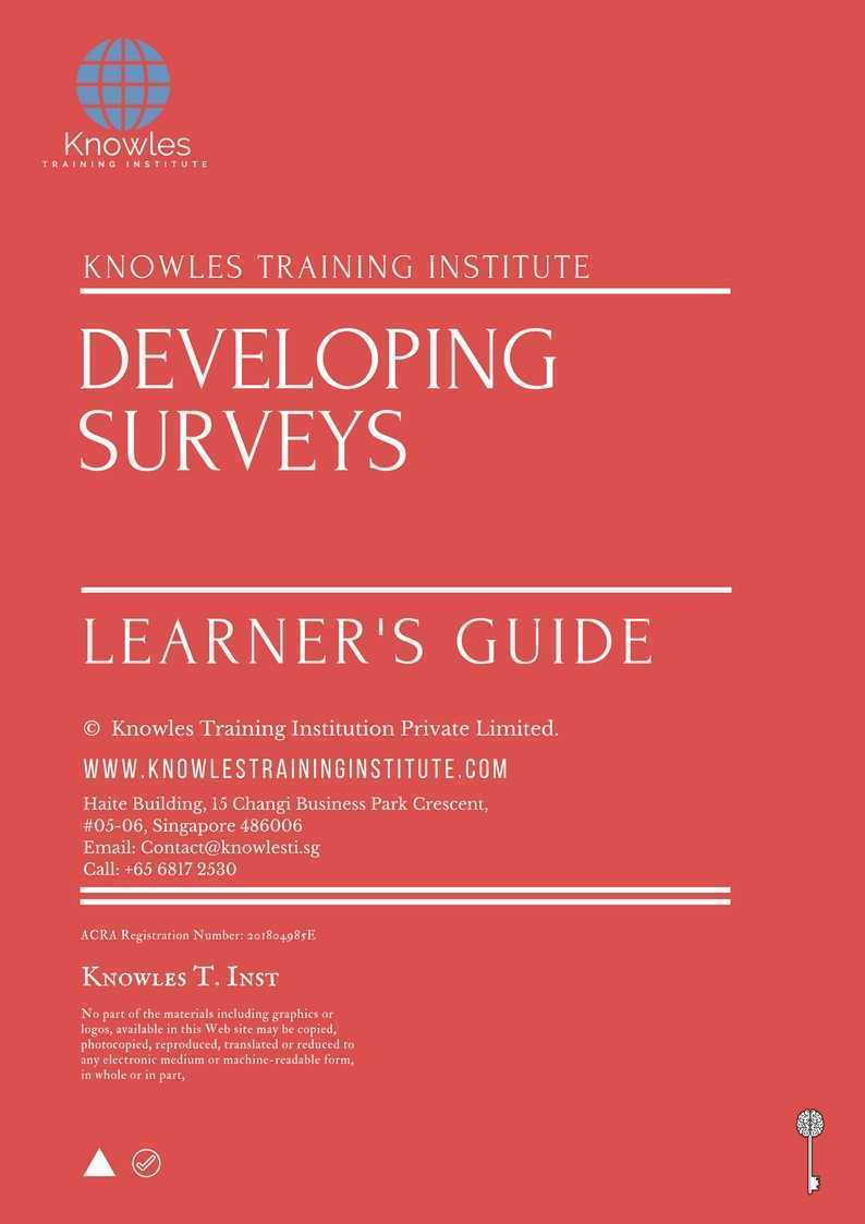 Developing Surveys Training Course Learner’s Guide