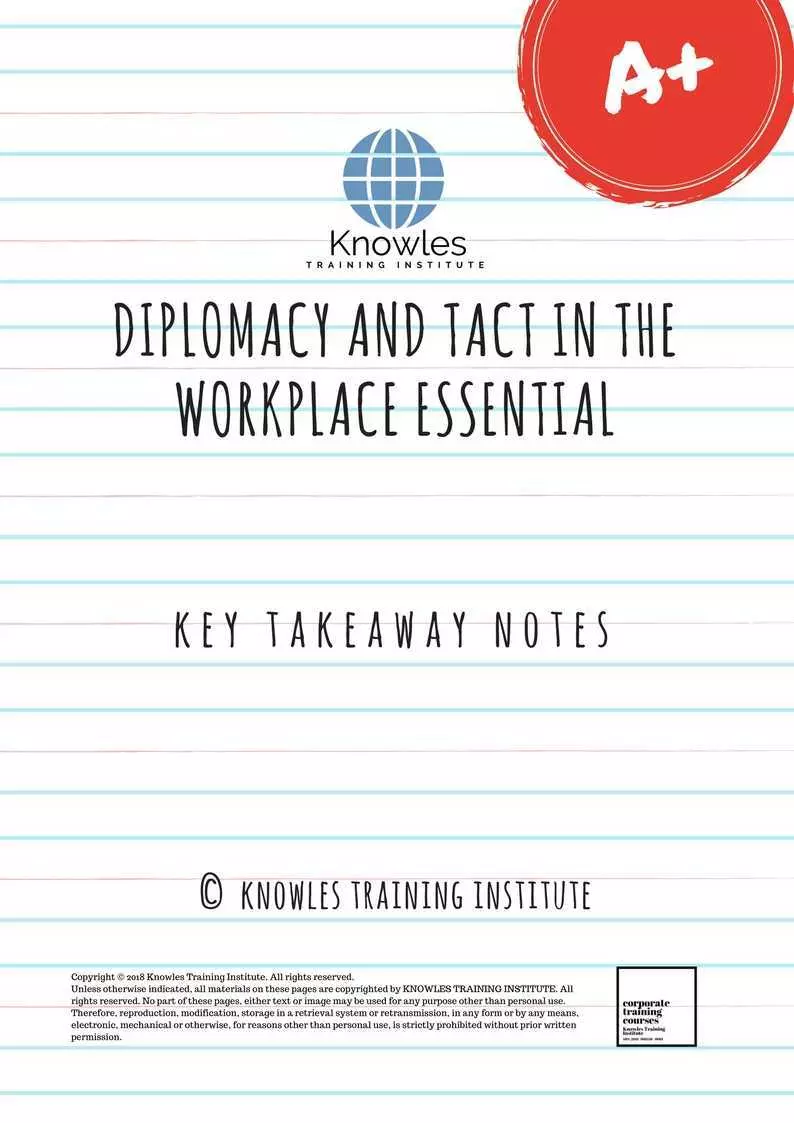 Diplomacy & Tact In The Workplace Course