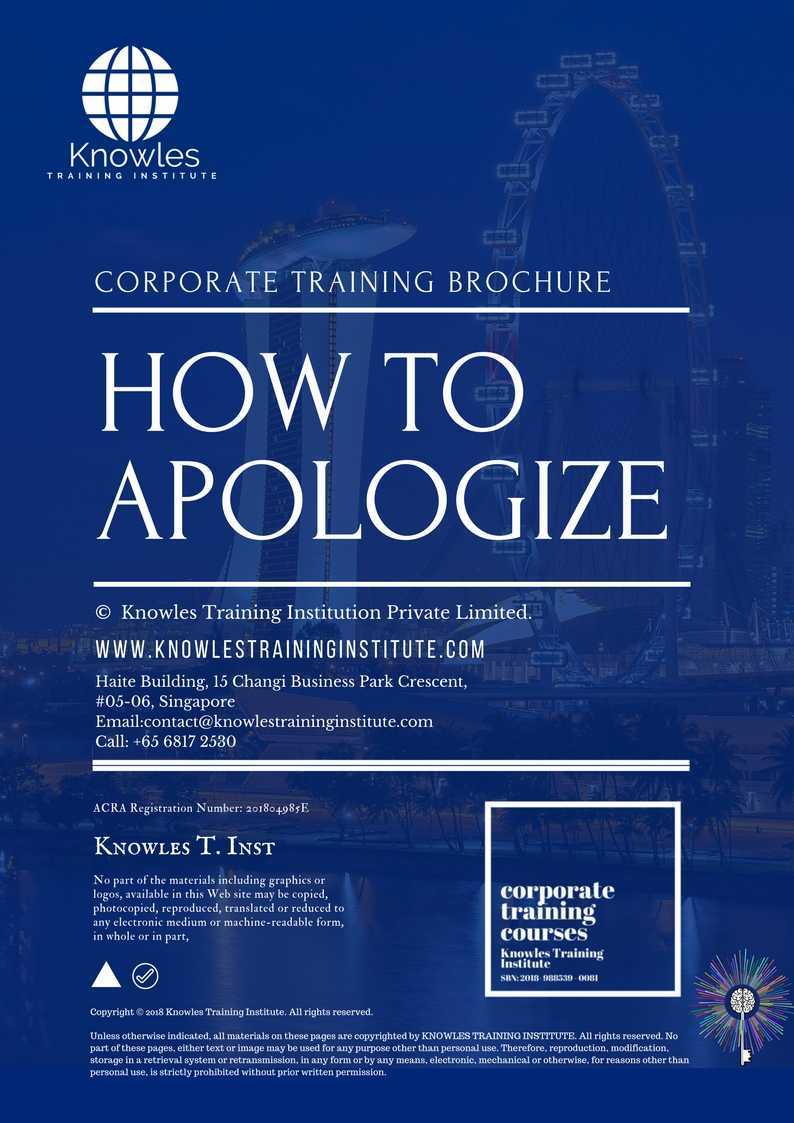 How To Apologize Training Course Brochure