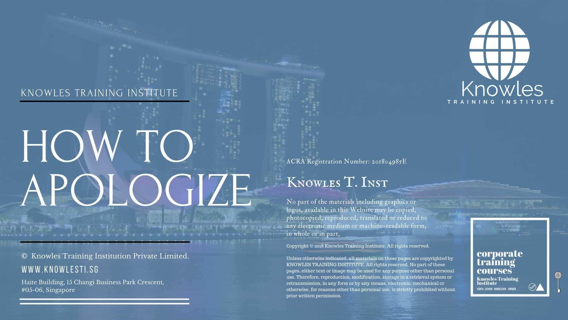 How To Apologize Training Course in Singapore